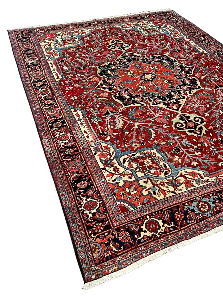 Antique Red &amp; Navy Heriz Rug, Circa 1920 – 9’1” x 11’10”