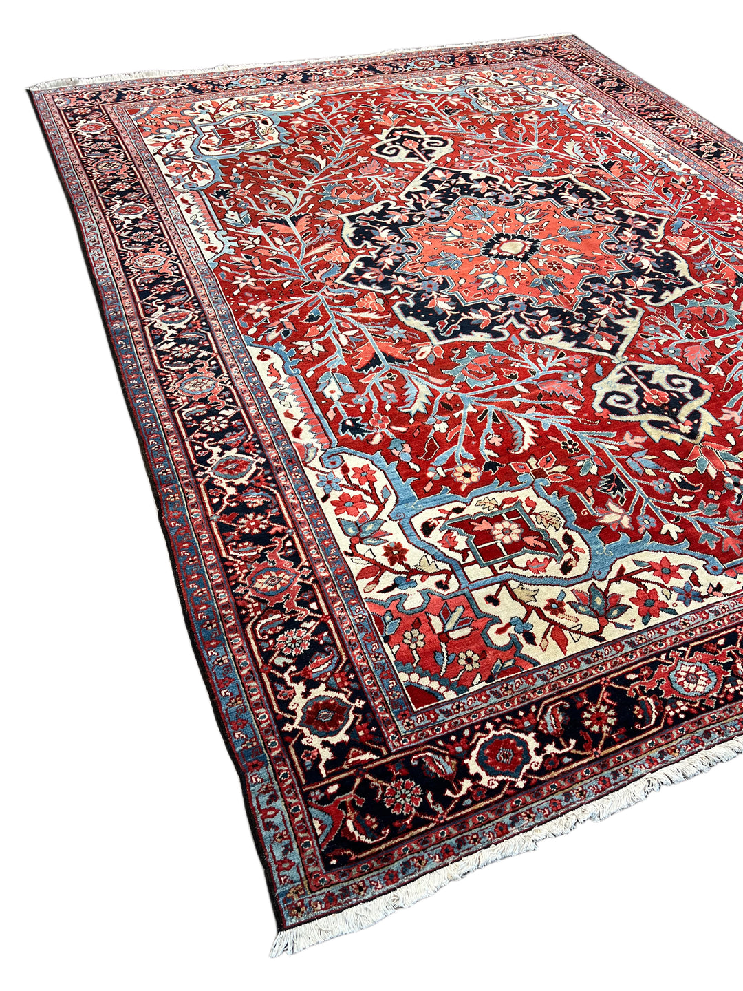 Antique Red &amp; Navy Heriz Rug, Circa 1920 – 9’1” x 11’10”