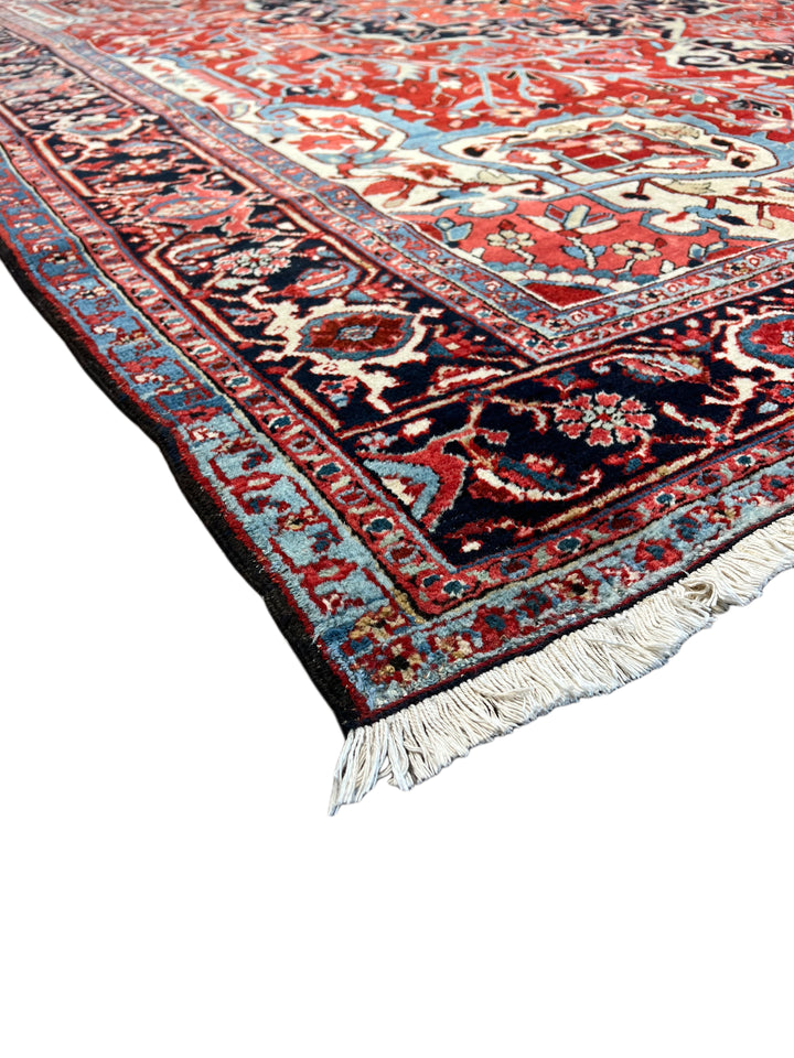 Antique Red &amp; Navy Heriz Rug, Circa 1920 – 9’1” x 11’10”