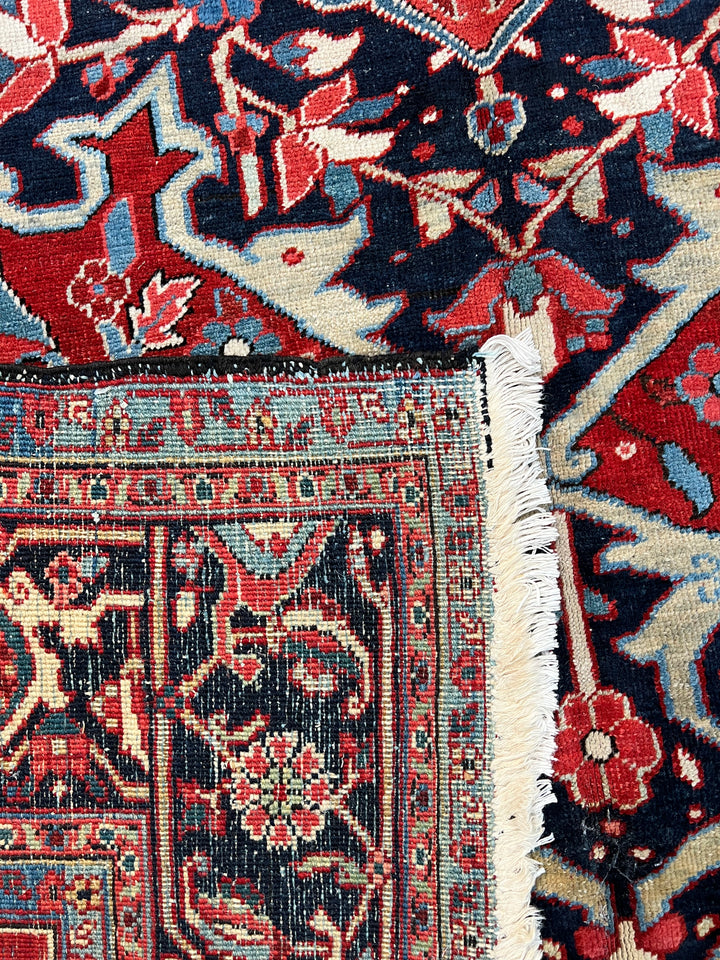 Antique Red &amp; Navy Heriz Rug, Circa 1920 – 9’1” x 11’10”