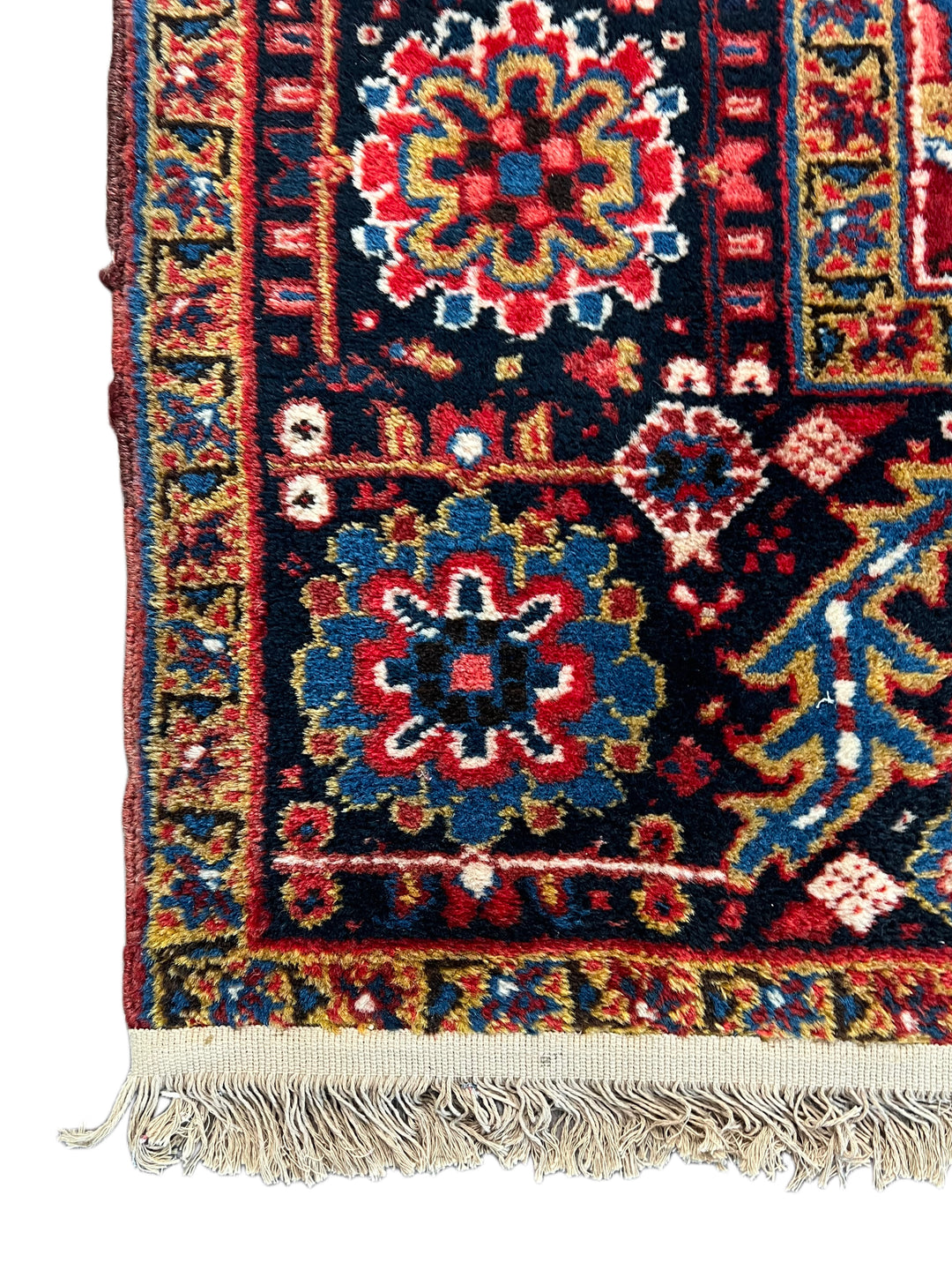 Red &amp; Navy Heriz Rug with Geometric Medallion – 9’9” x 12’9”