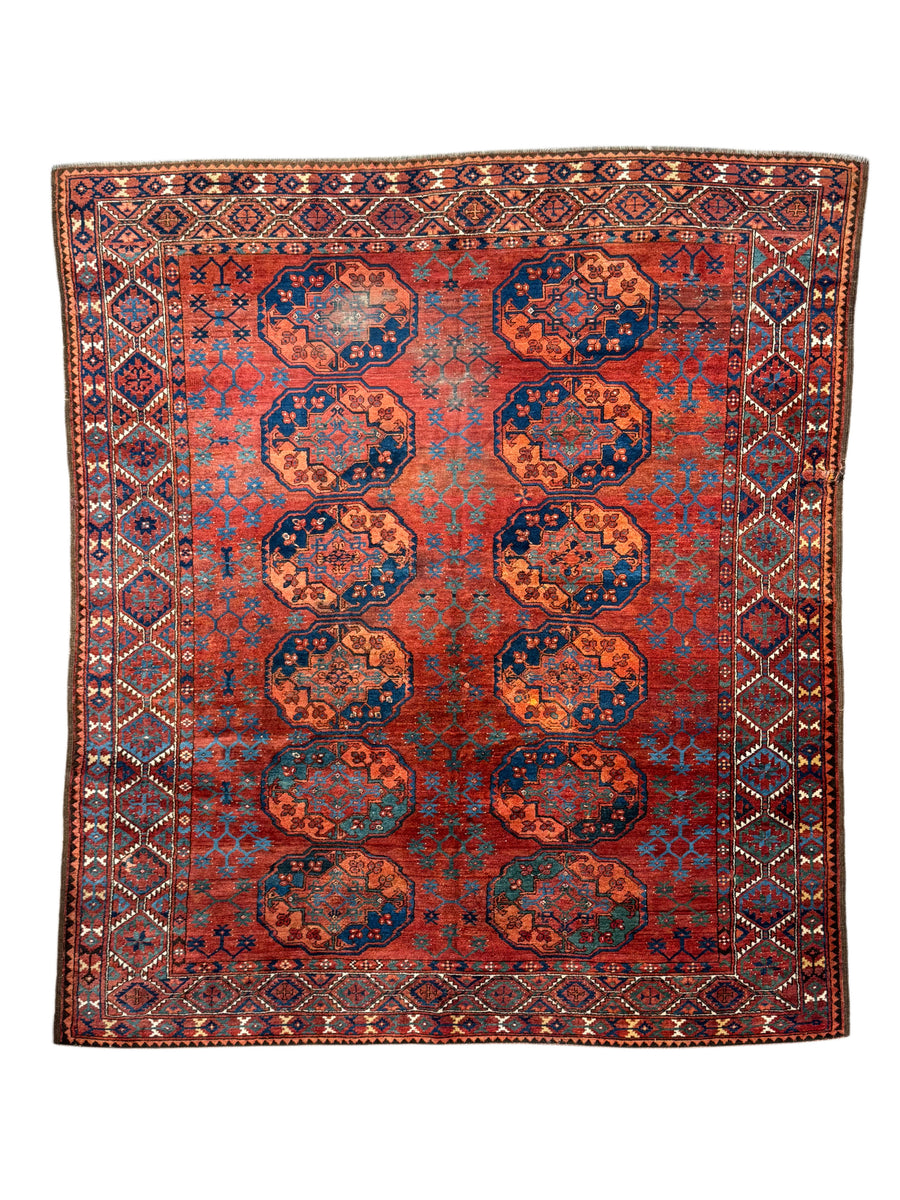 Deep Red & Black Bokara Rug – Circa 1920 – 7’7” x 8’5”