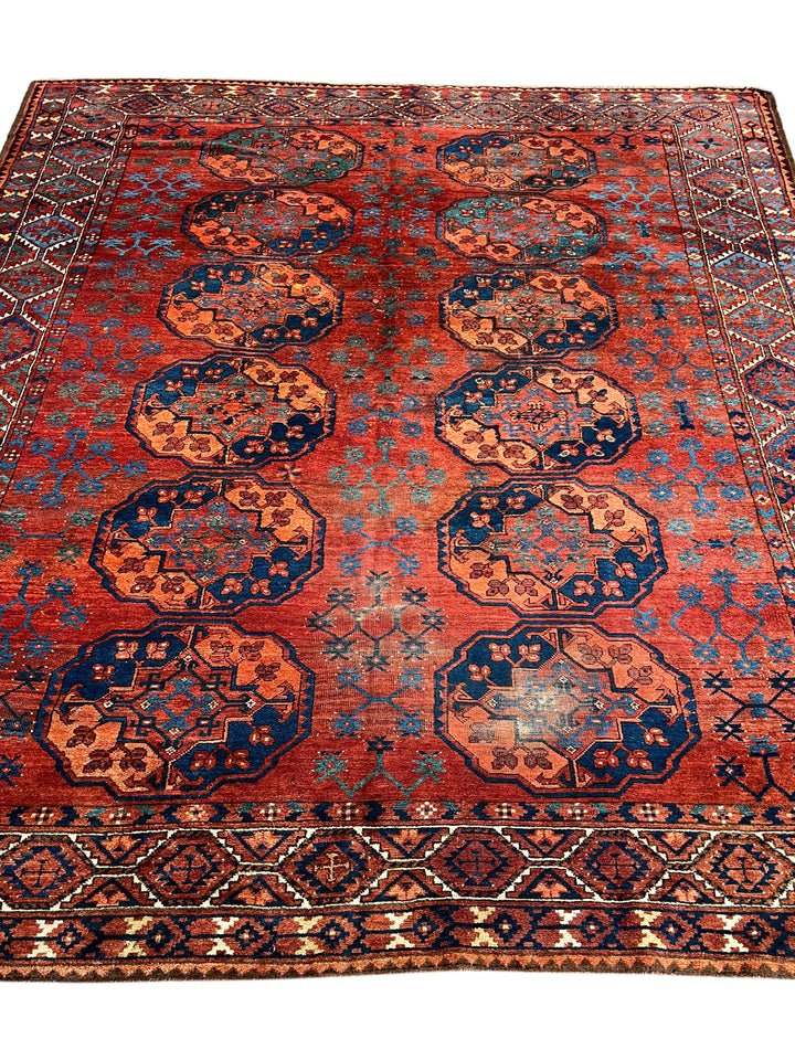 Deep Red &amp; Black Bokara Rug – Circa 1920 – 7’7” x 8’5”