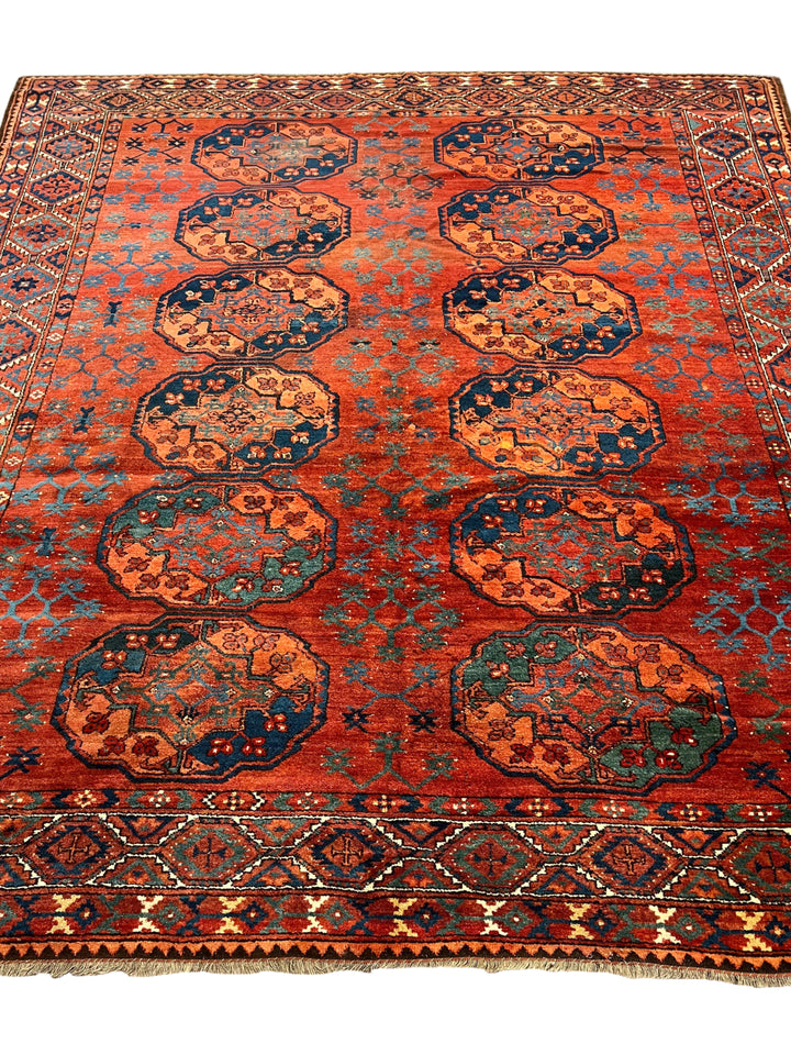 Deep Red &amp; Black Bokara Rug – Circa 1920 – 7’7” x 8’5”