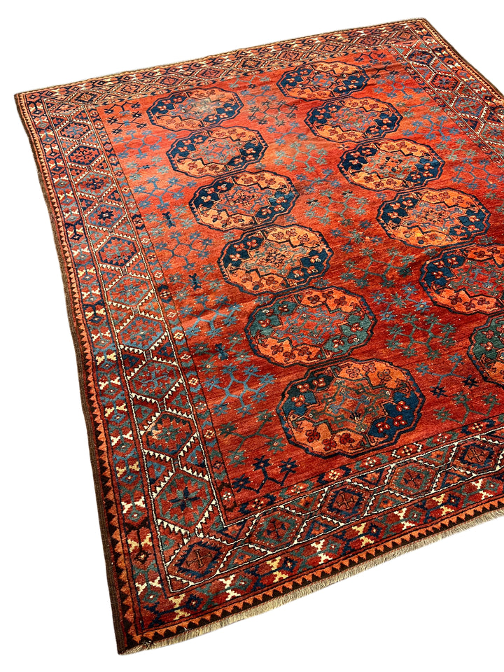 Deep Red &amp; Black Bokara Rug – Circa 1920 – 7’7” x 8’5”