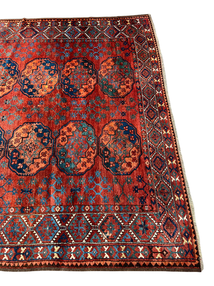 Deep Red &amp; Black Bokara Rug – Circa 1920 – 7’7” x 8’5”