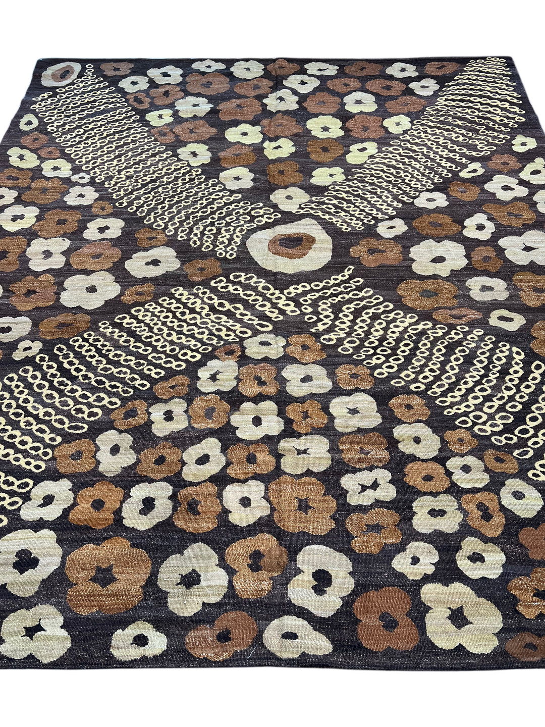 Charcoal, Brown &amp; Ivory Chinese French Transitional Aubusson Style Rug – 8’7” x 9’8”