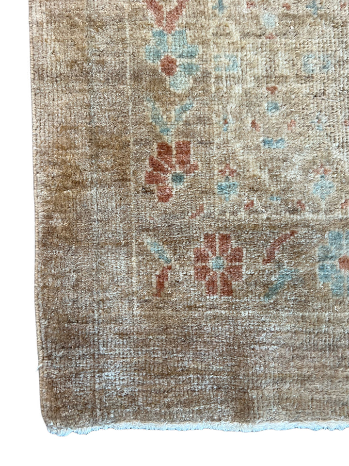 Taupe, Ivory &amp; Soft Blue Vintage Hamadan Runner Rug – 2’10” x 14’7”, Circa 1960