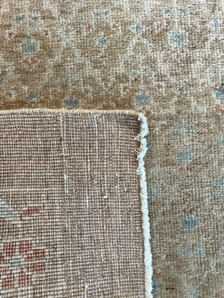 Taupe, Ivory &amp; Soft Blue Vintage Hamadan Runner Rug – 2’10” x 14’7”, Circa 1960