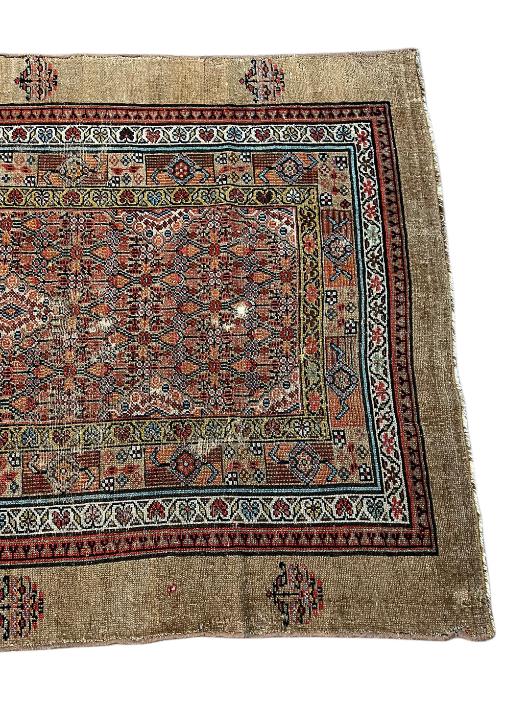 Camel Brown &amp; Rust - Antique Camel Hair Hamadan Rug – 4’5” x 11’1”, circa 1880