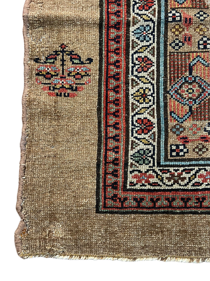 Camel Brown &amp; Rust - Antique Camel Hair Hamadan Rug – 4’5” x 11’1”, circa 1880