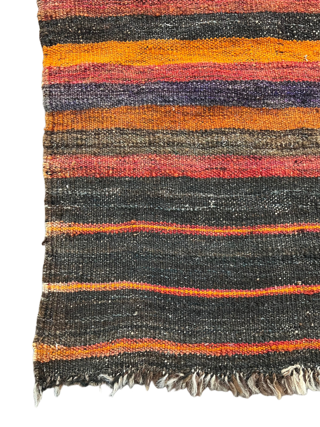 Burnt Orange &amp; Burgundy Geometric Vintage Kilim Rug – 6.6’ x 11.9’, circa 1970