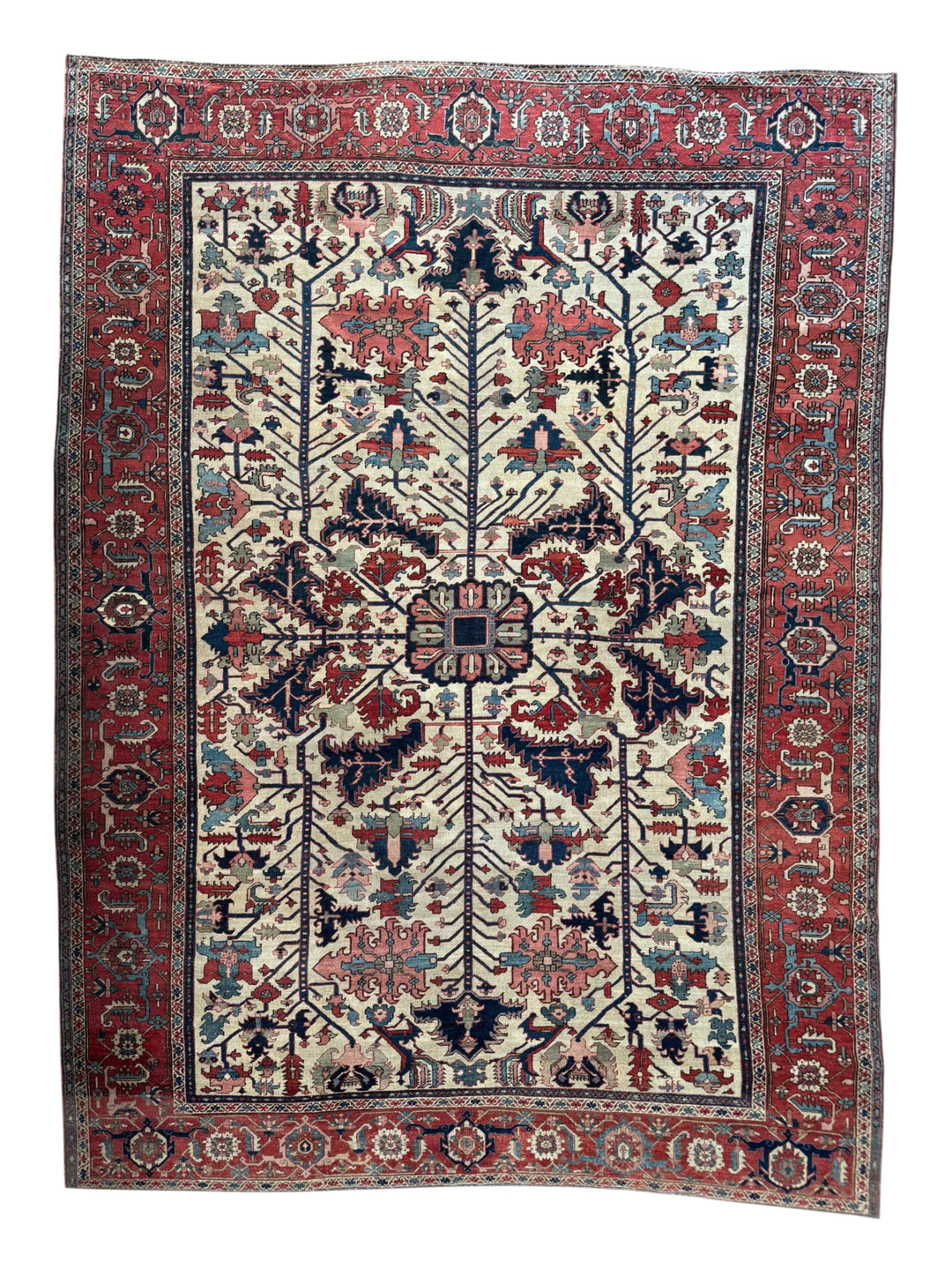 Ivory &amp; Rust Antique Serapi Rug – Circa 1910 | 10’0” × 13’11”