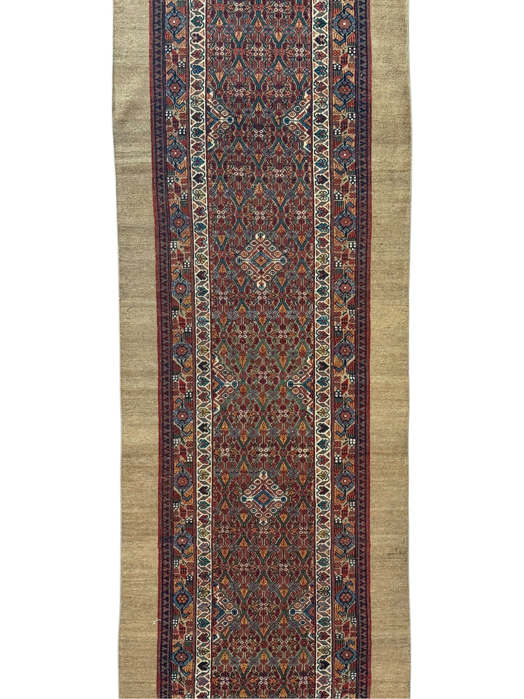 Antique Camel &amp; Rust Camel Hair Hamadan Runner Rug, Circa 1910 – 3’5” × 16’6”