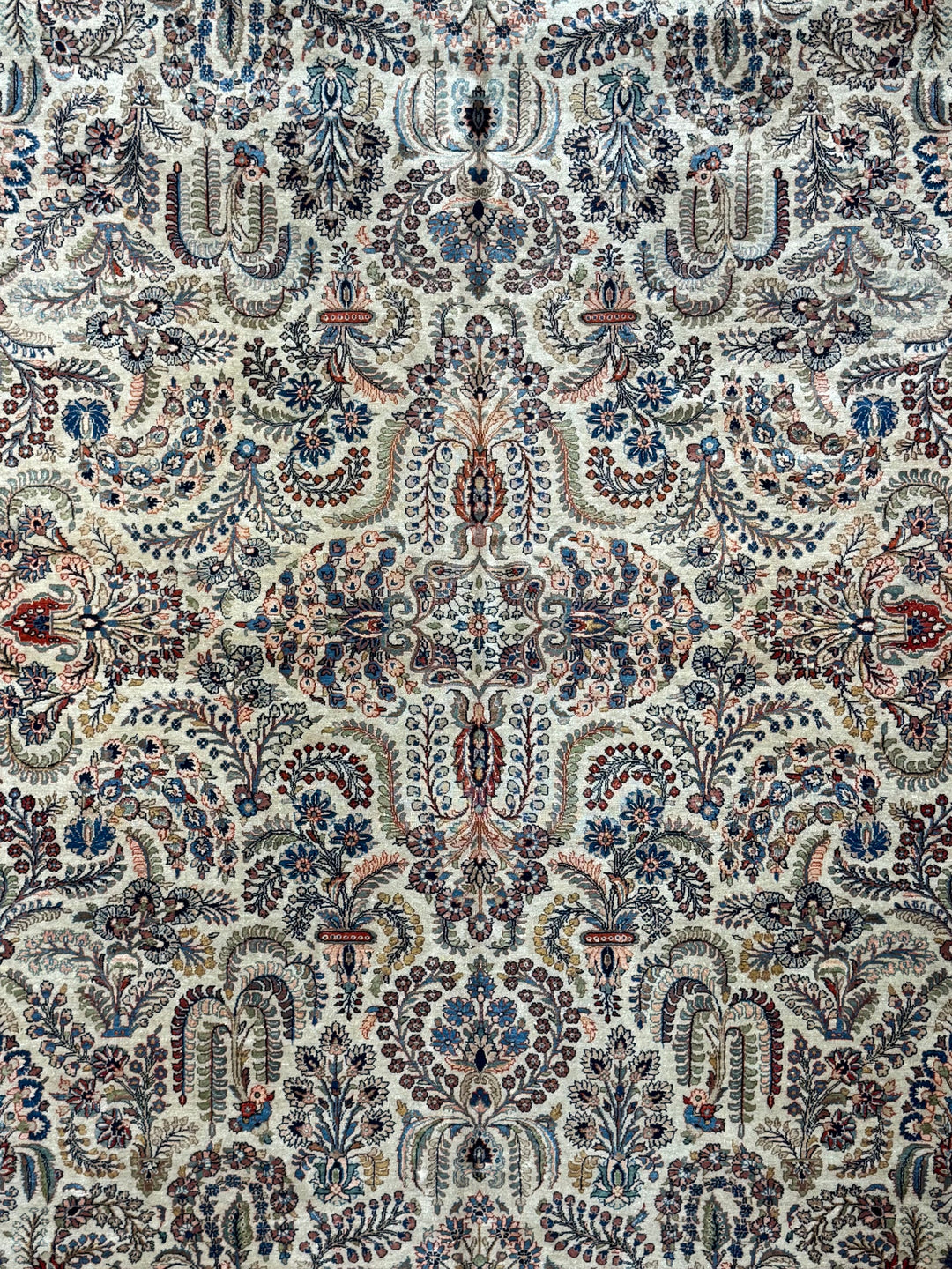 Ivory &amp; Blue Floral Sarouk Rug, Circa 1920 – 10’3” × 14’0”
