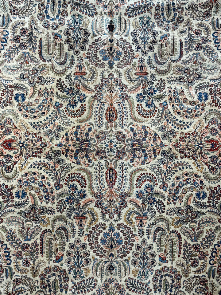 Ivory &amp; Blue Floral Sarouk Rug, Circa 1920 – 10’3” × 14’0”
