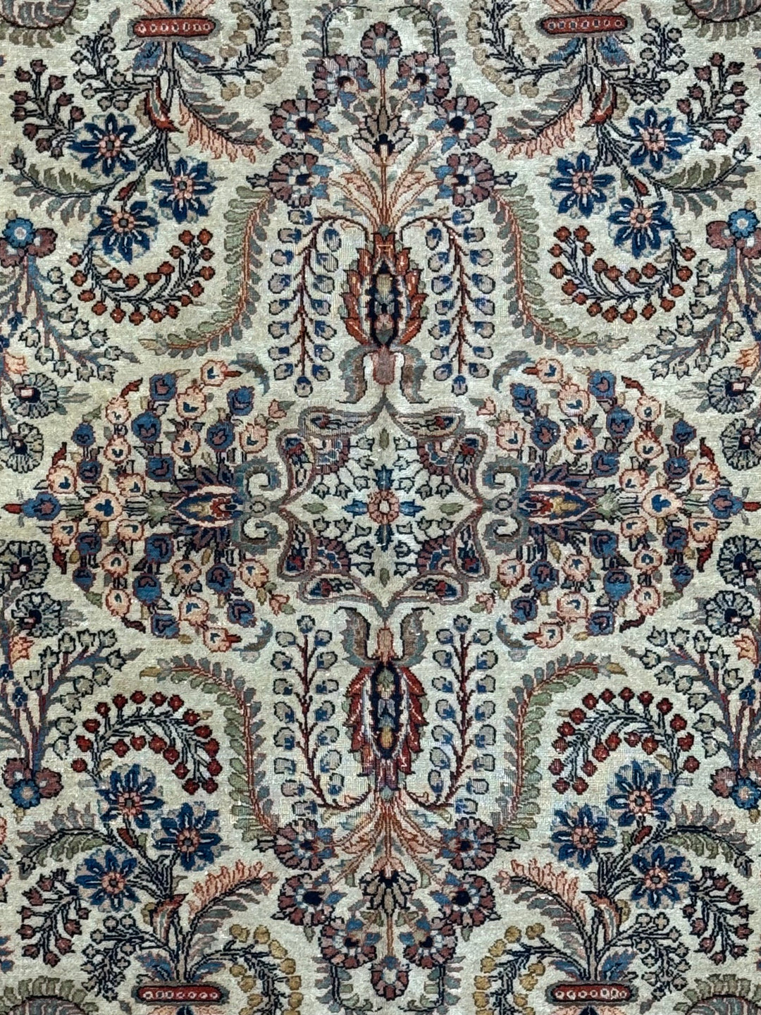 Ivory &amp; Blue Floral Sarouk Rug, Circa 1920 – 10’3” × 14’0”