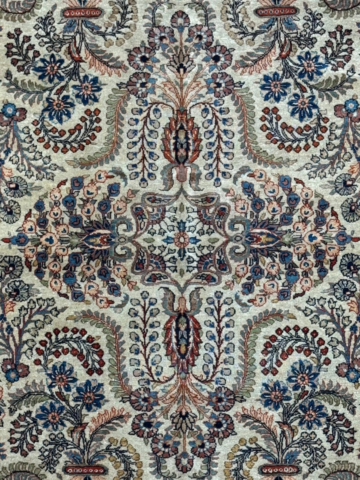 Ivory &amp; Blue Floral Sarouk Rug, Circa 1920 – 10’3” × 14’0”