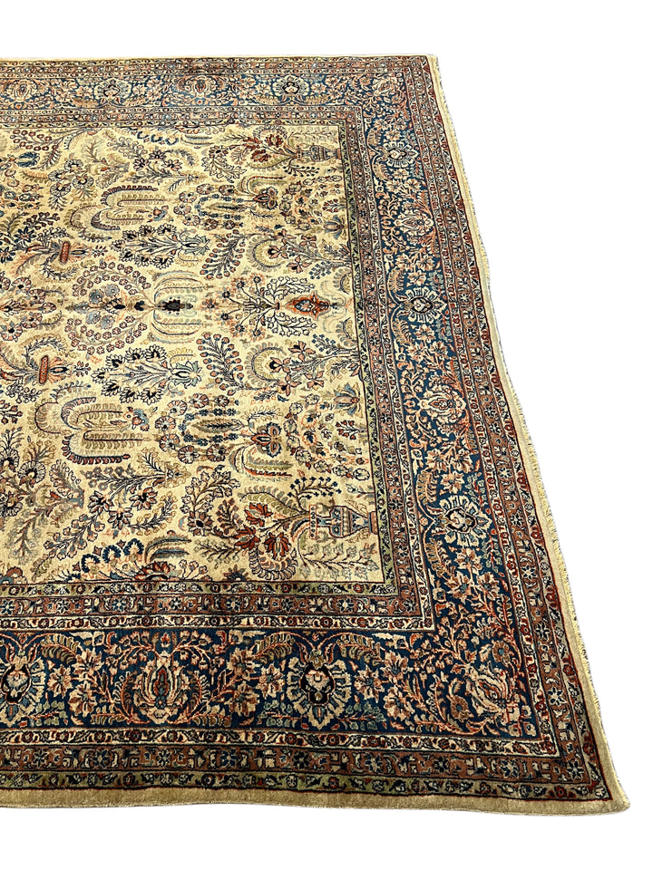 Ivory &amp; Blue Floral Sarouk Rug, Circa 1920 – 10’3” × 14’0”
