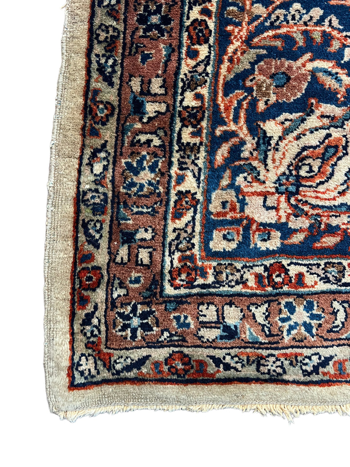 Ivory &amp; Blue Floral Sarouk Rug, Circa 1920 – 10’3” × 14’0”