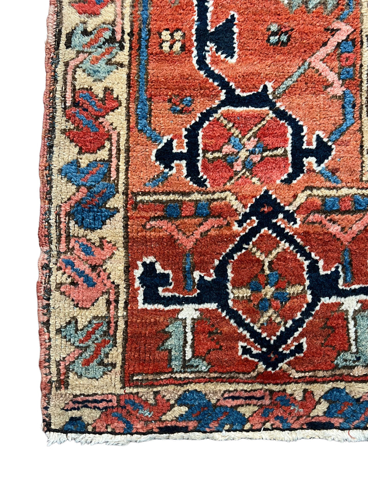 Deep Navy &amp; Brick Red Antique Heriz Rug, Circa 1900 – 8’6” × 11’7”