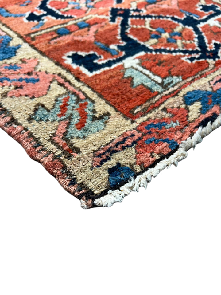 Deep Navy &amp; Brick Red Antique Heriz Rug, Circa 1900 – 8’6” × 11’7”