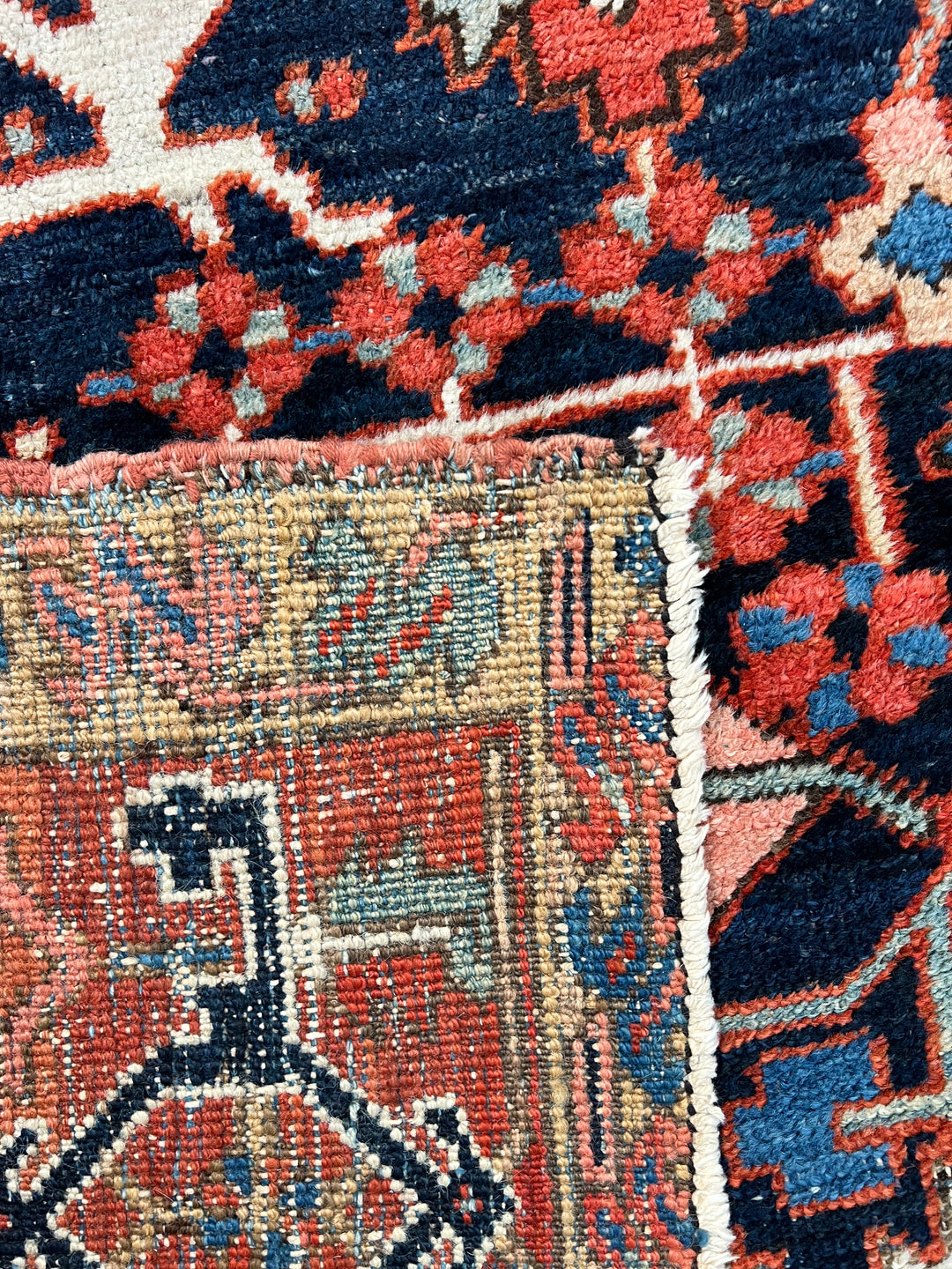 Deep Navy &amp; Brick Red Antique Heriz Rug, Circa 1900 – 8’6” × 11’7”