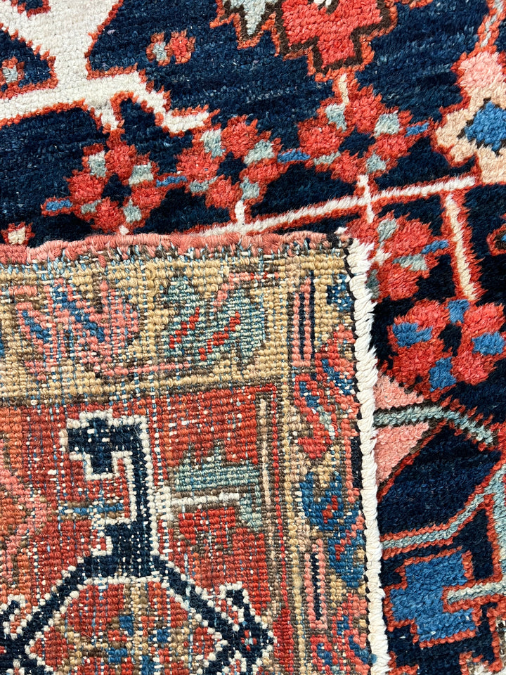 Deep Navy &amp; Brick Red Antique Heriz Rug, Circa 1900 – 8’6” × 11’7”