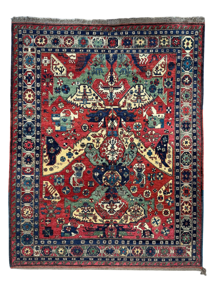 Red &amp; Navy Traditional Armenian Caucasian Rug, Circa 1990 – 8.5’ × 10.11’