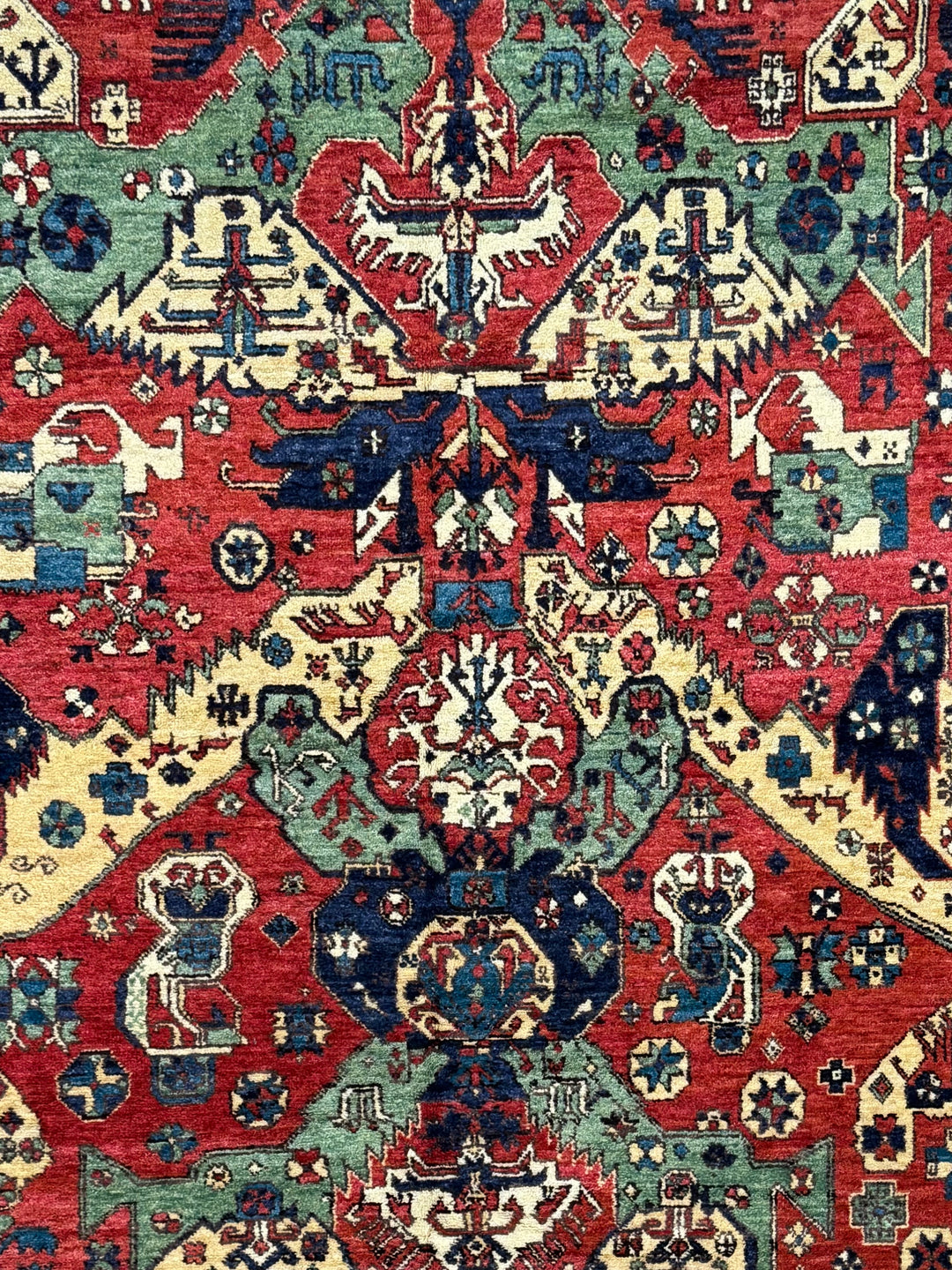 Red &amp; Navy Traditional Armenian Caucasian Rug, Circa 1990 – 8.5’ × 10.11’