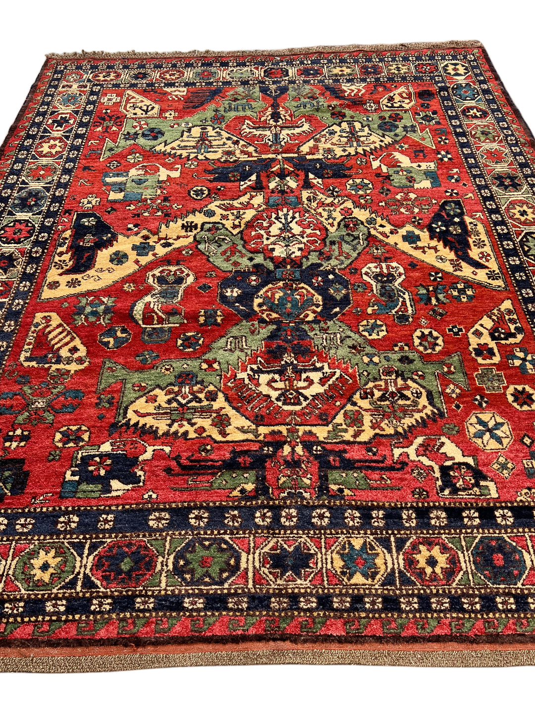 Red &amp; Navy Traditional Armenian Caucasian Rug, Circa 1990 – 8.5’ × 10.11’