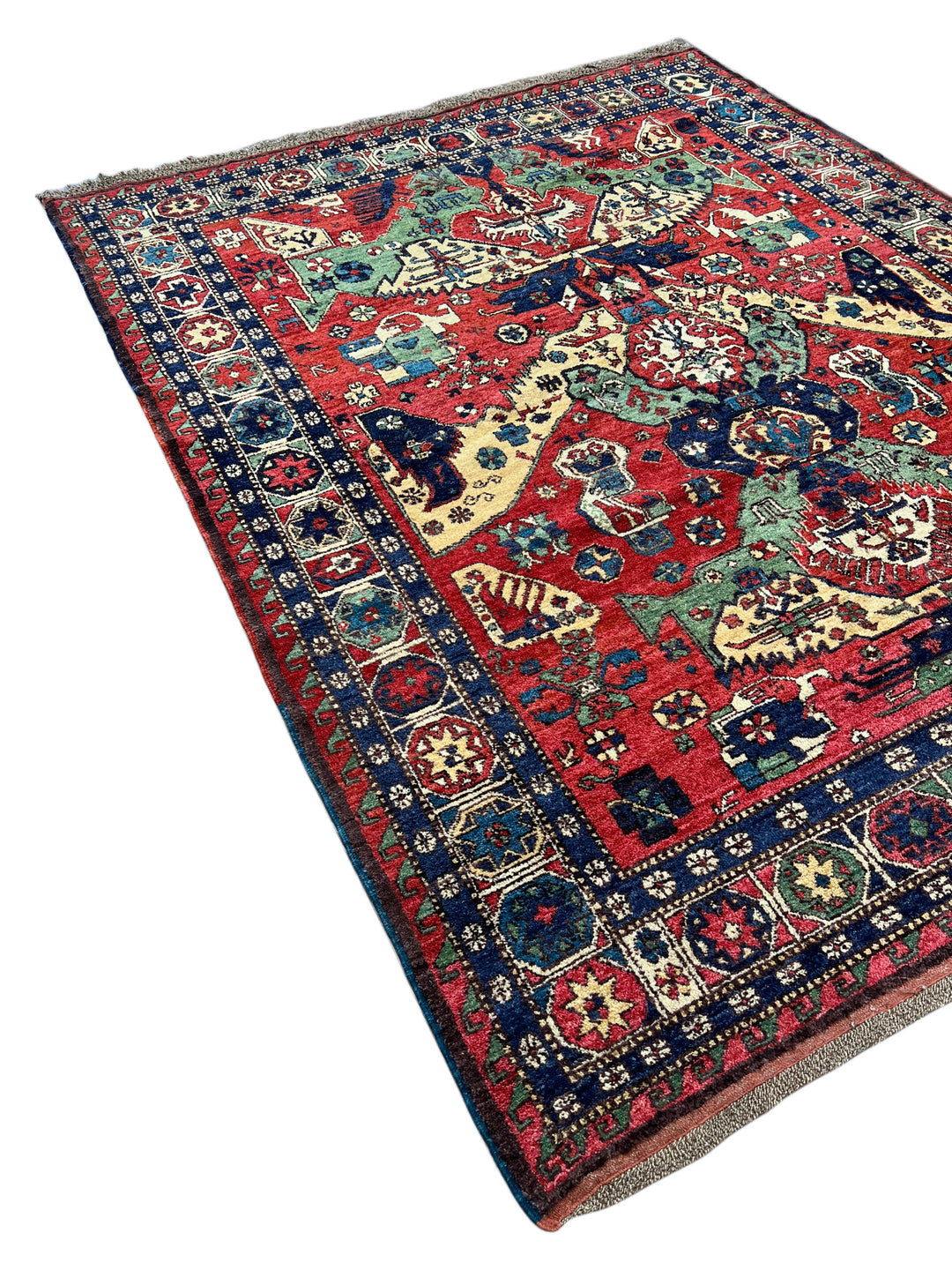 Red &amp; Navy Traditional Armenian Caucasian Rug, Circa 1990 – 8.5’ × 10.11’