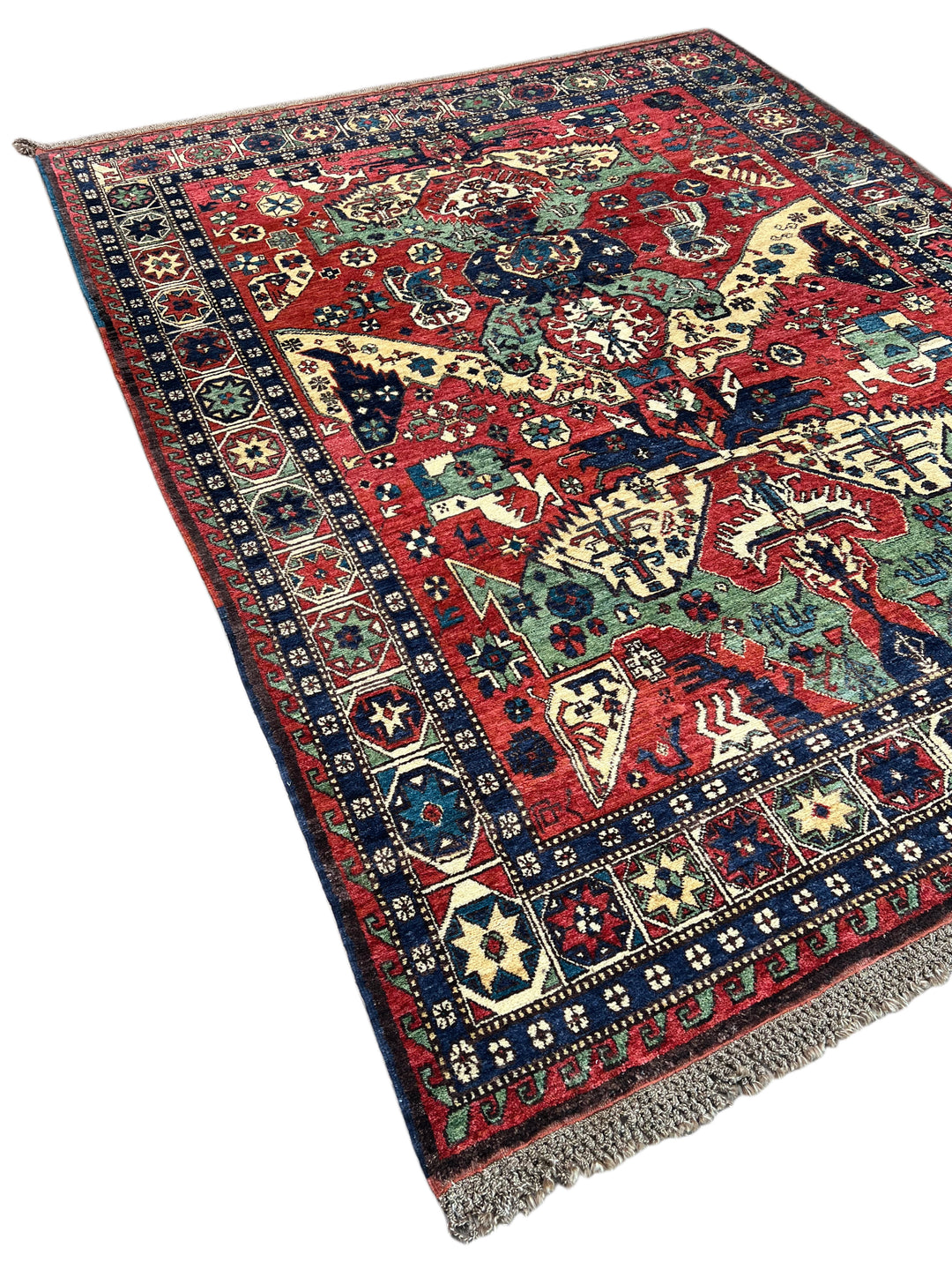 Red &amp; Navy Traditional Armenian Caucasian Rug, Circa 1990 – 8.5’ × 10.11’