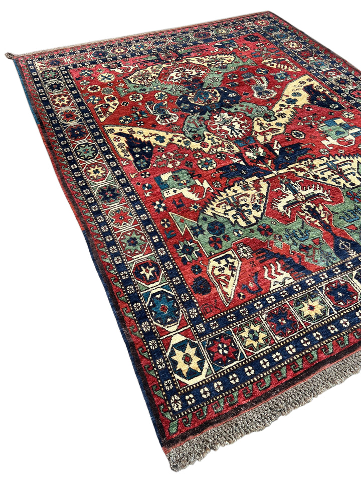 Red &amp; Navy Traditional Armenian Caucasian Rug, Circa 1990 – 8.5’ × 10.11’