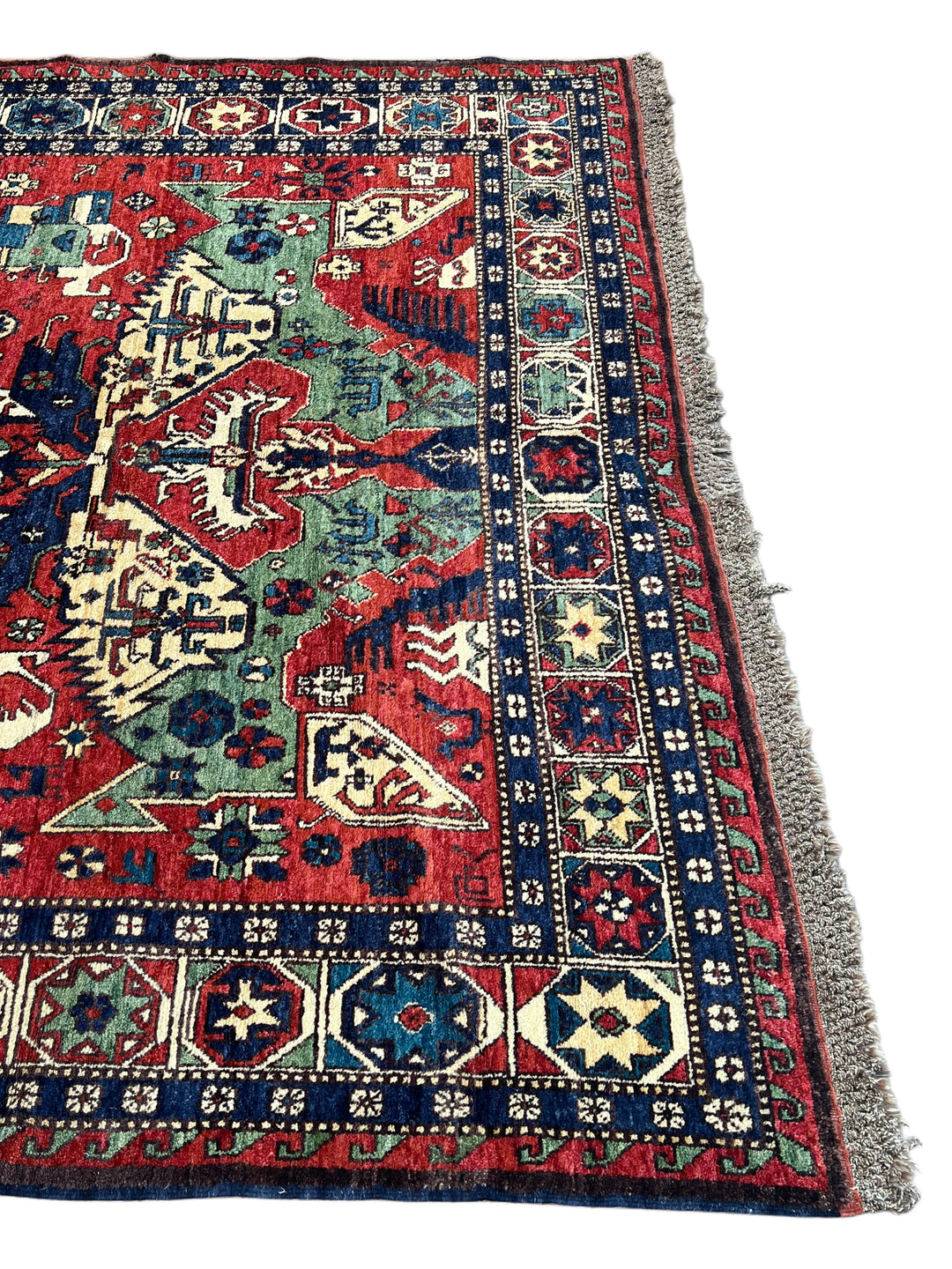Red &amp; Navy Traditional Armenian Caucasian Rug, Circa 1990 – 8.5’ × 10.11’