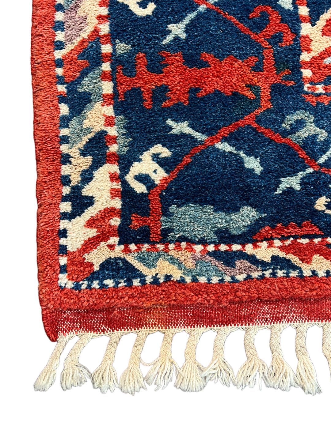 Terracotta Red &amp; Navy Turkish Serapi Rug, Circa 1990 – 9.3’ × 11.1’
