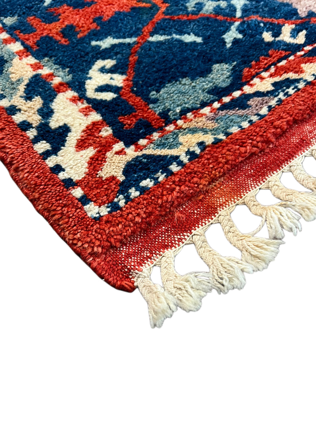 Terracotta Red &amp; Navy Turkish Serapi Rug, Circa 1990 – 9.3’ × 11.1’