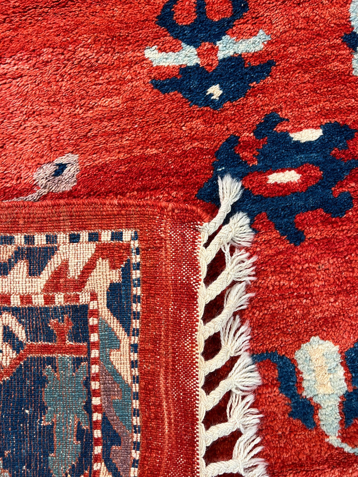 Terracotta Red &amp; Navy Turkish Serapi Rug, Circa 1990 – 9.3’ × 11.1’