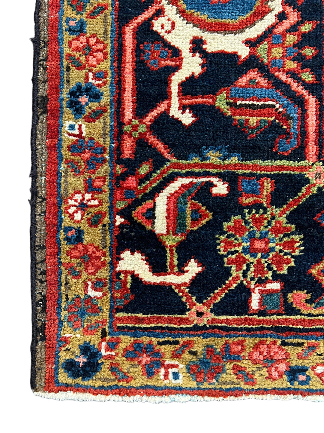 Brick Red &amp; Navy Antique Persian Heriz Rug, Circa 1910 – 9.3’ × 12.11’