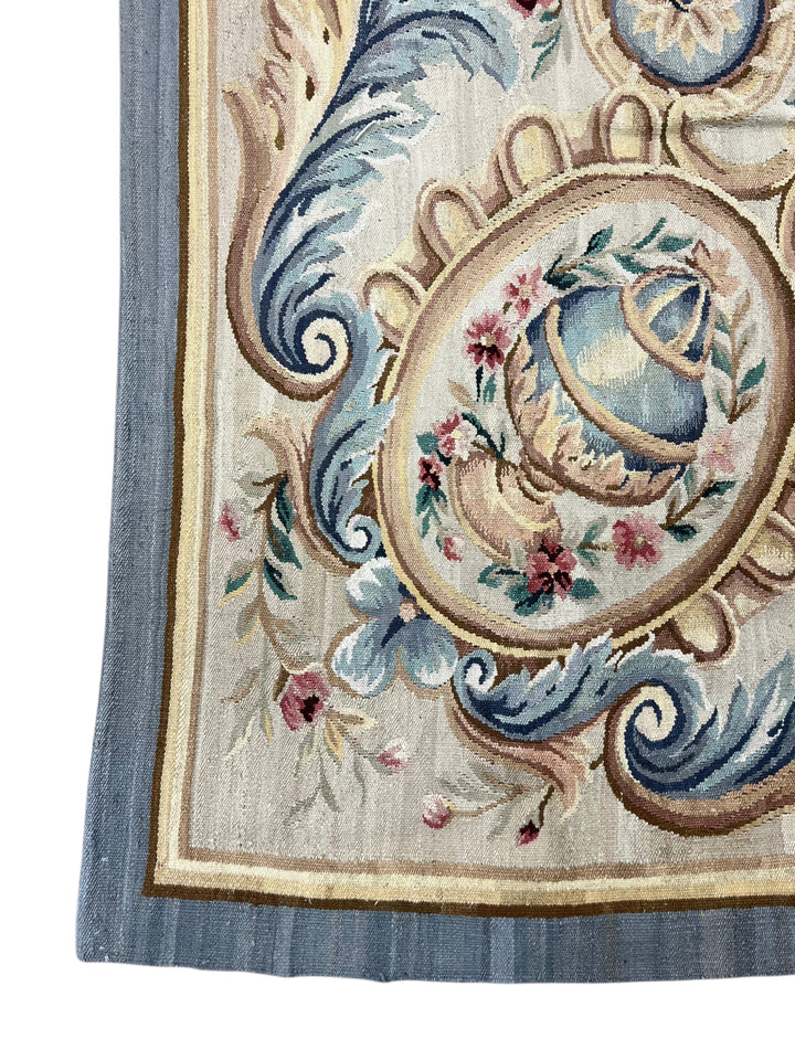 Ivory &amp; Powder Blue Chinese Aubusson Style Floral Rug – 14.1’ × 20.8’