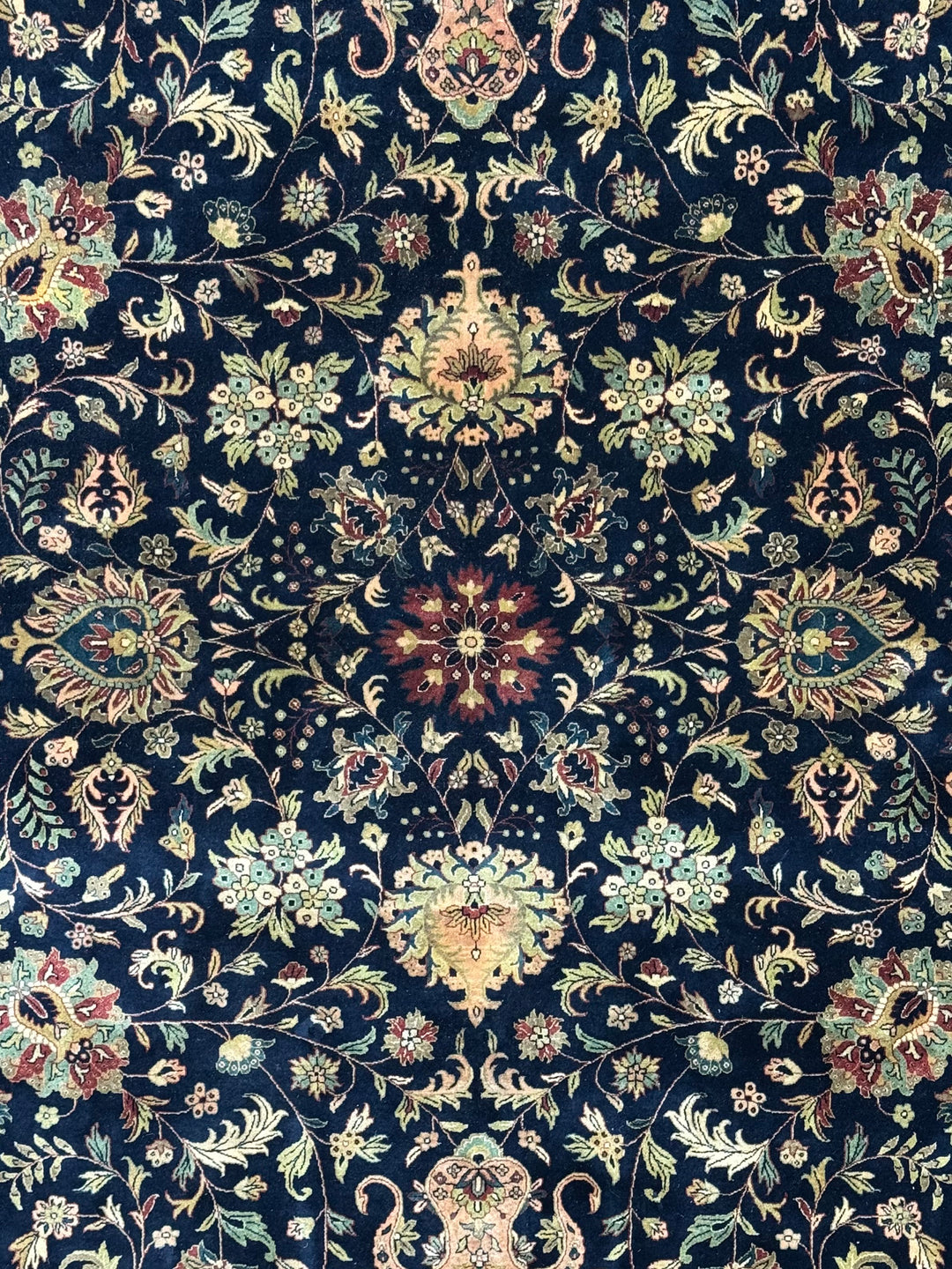Navy &amp; Rust Indian Agra Square Rug – 12’ × 12’