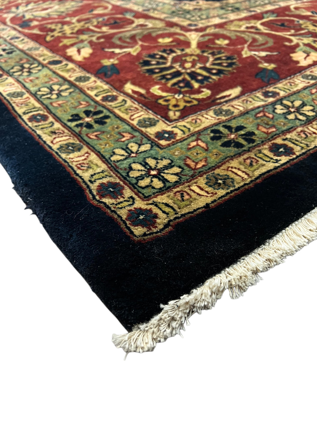 Navy &amp; Rust Indian Agra Square Rug – 12’ × 12’