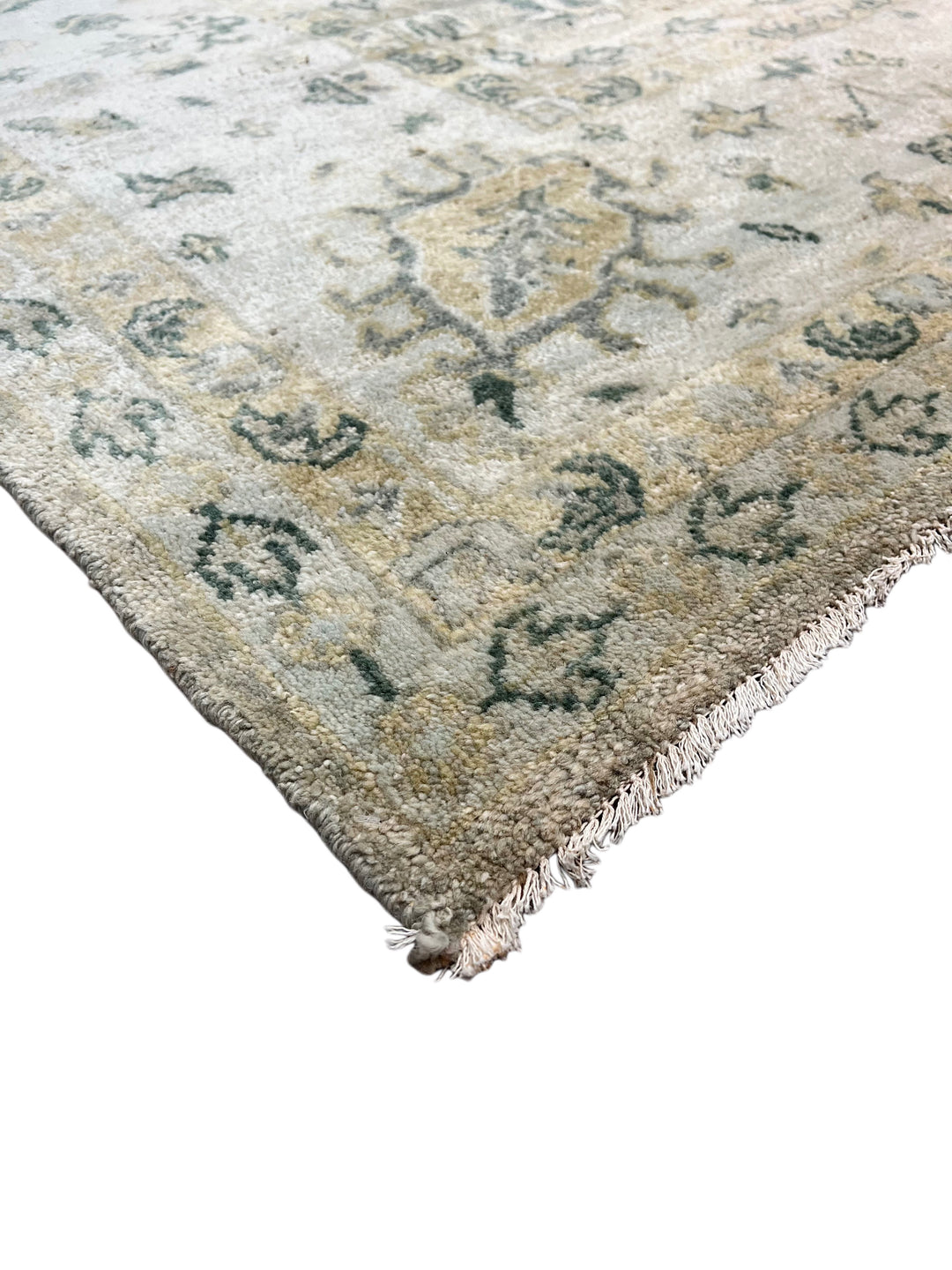 Soft Gray - Green &amp; Ivory Oversized Ushak Style Rug – 13’6” × 18’6”