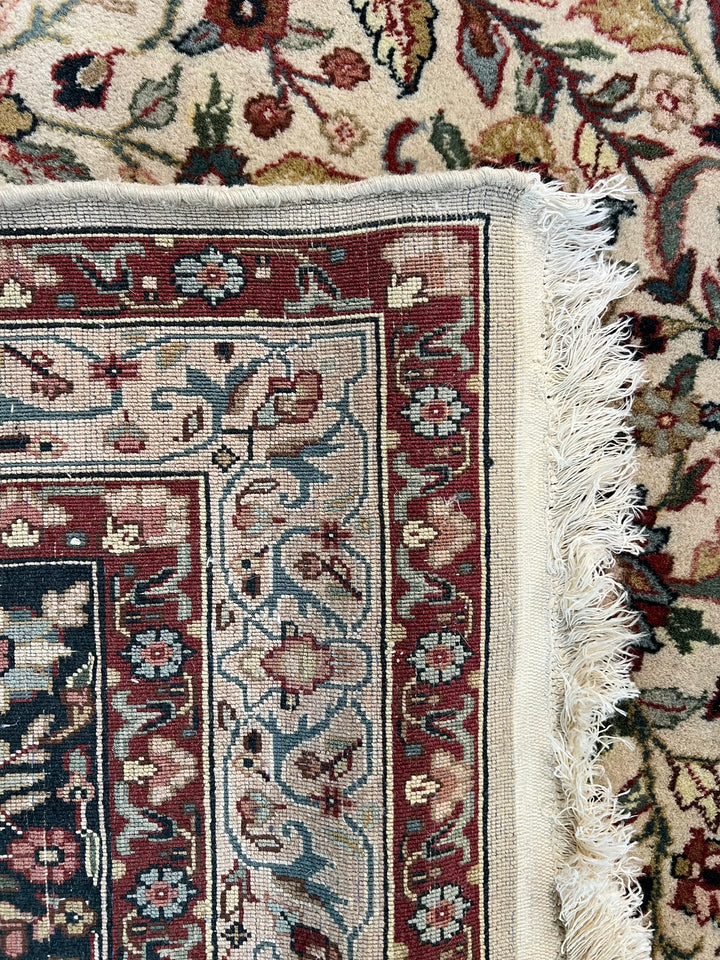 Ivory &amp; Burgundy Oversized Indian Agra Rug – 15’1” × 19’9”