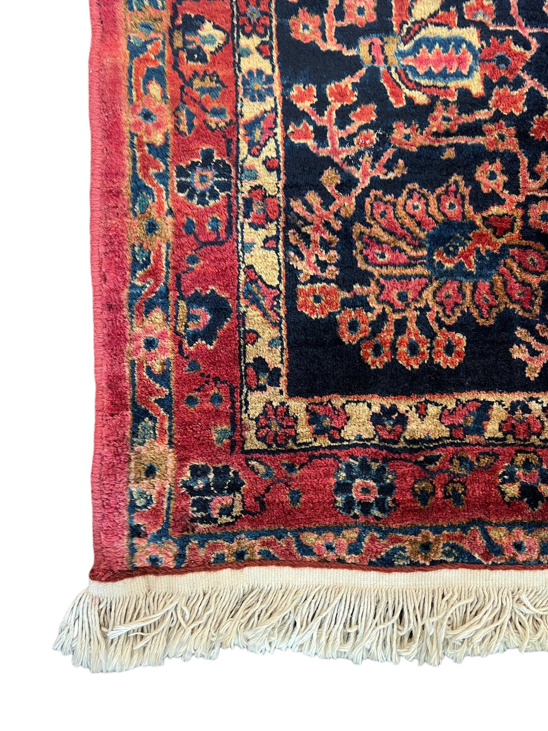 Deep Red &amp; Navy Oversized Sarouk Style Rug – 13’8” × 20’3”