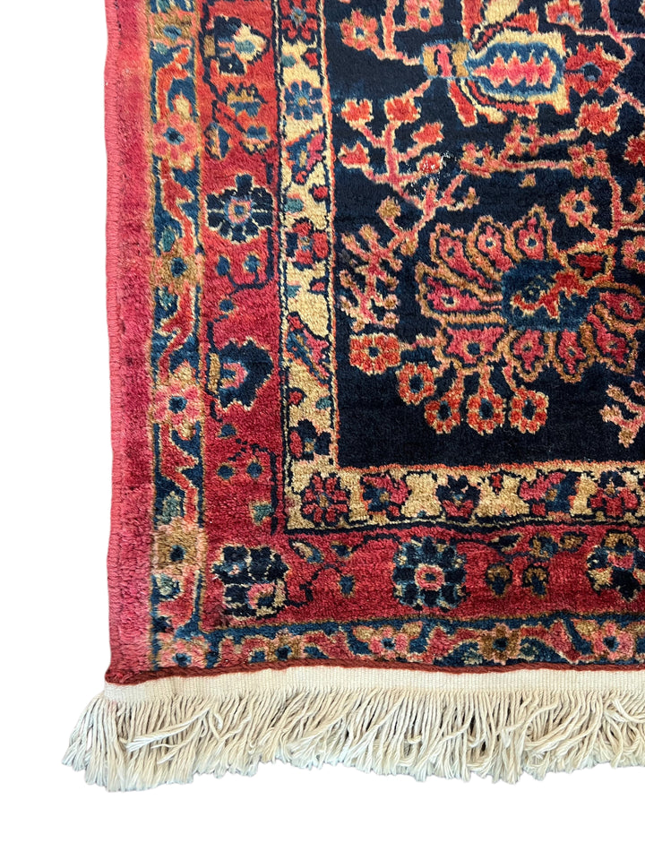Deep Red &amp; Navy Oversized Sarouk Style Rug – 13’8” × 20’3”