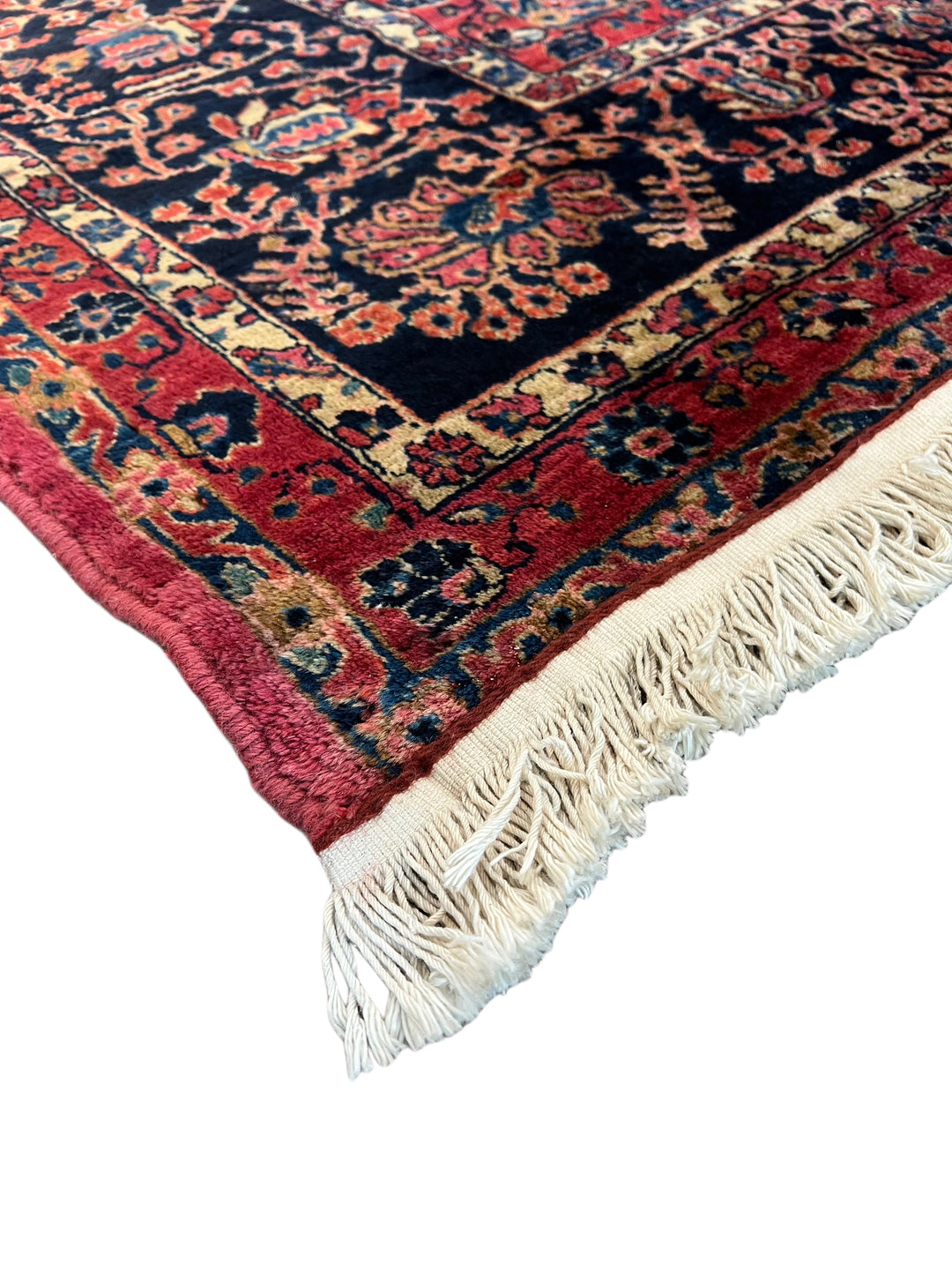 Deep Red &amp; Navy Oversized Sarouk Style Rug – 13’8” × 20’3”