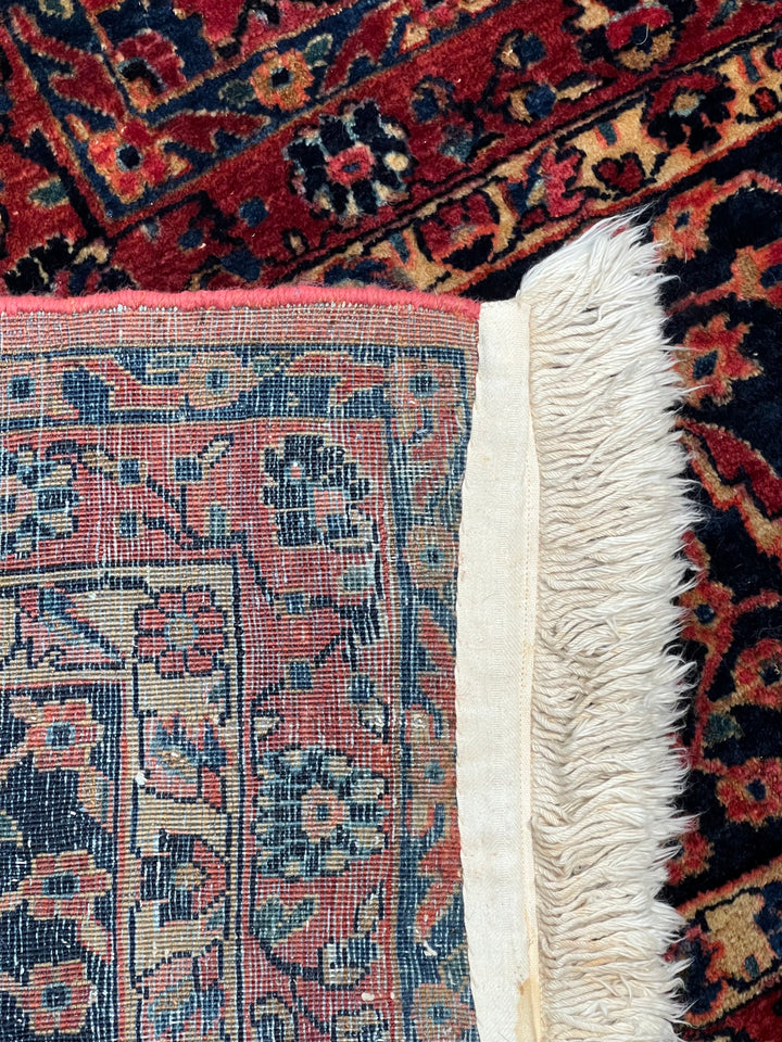 Deep Red &amp; Navy Oversized Sarouk Style Rug – 13’8” × 20’3”