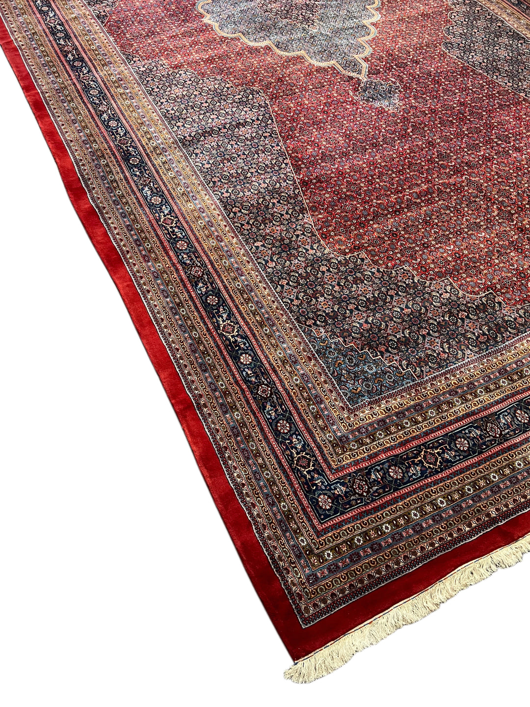 Deep Red &amp; Navy Oversized Bijar Style Rug – 16’0” × 27’8”