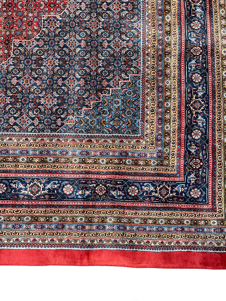 Deep Red &amp; Navy Oversized Bijar Style Rug – 16’0” × 27’8”